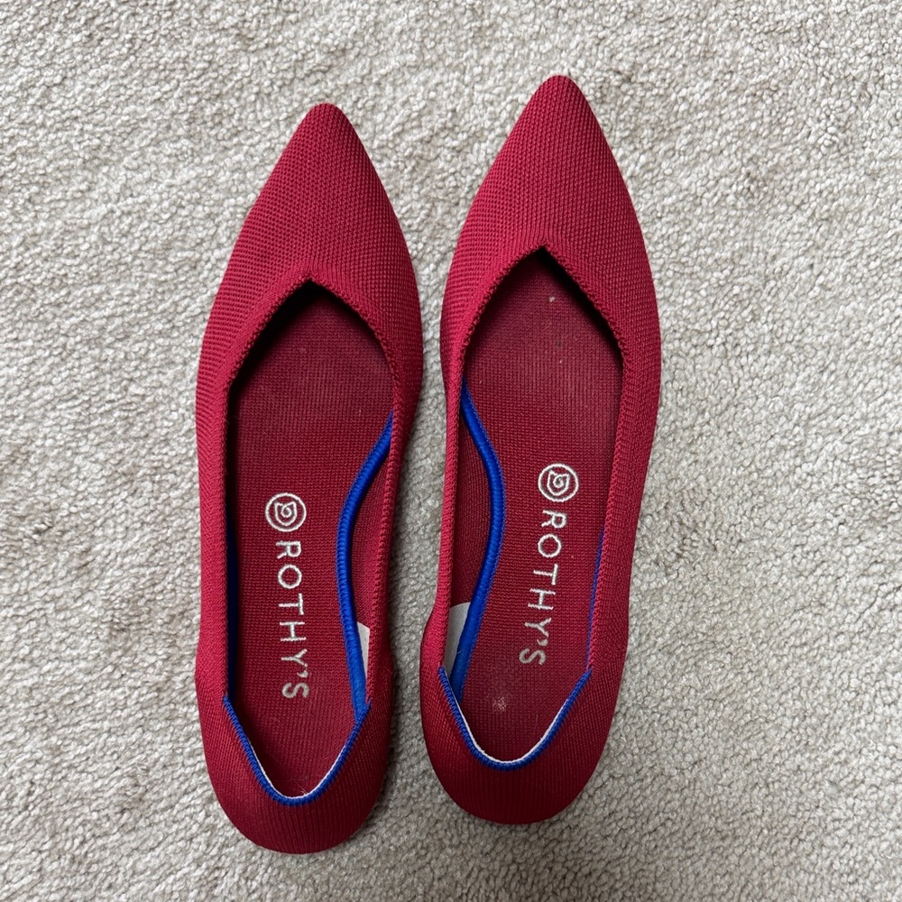 Rothy's Women's red point  Flats with Blue Trim